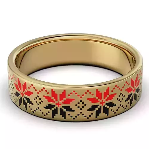 Ring with a pattern of Ukrainian Vyshyvanka RSize7