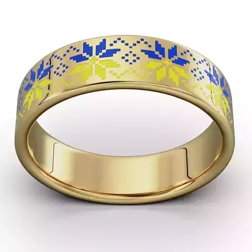 Ring with a pattern of Ukrainian Vyshyvanka RSize 10