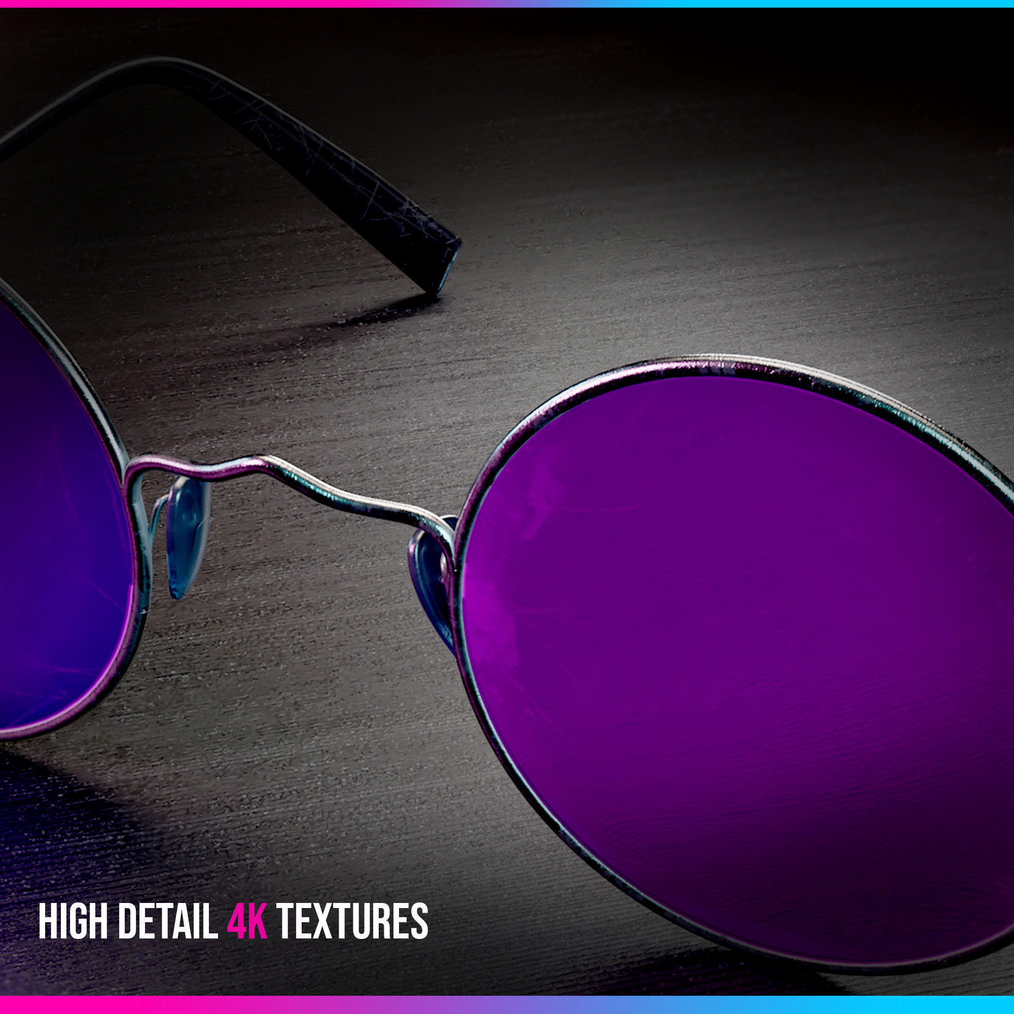 3D LUXURY CIRCULAR GLASSES - CREATED FOR 3D NFTs 3D model_2