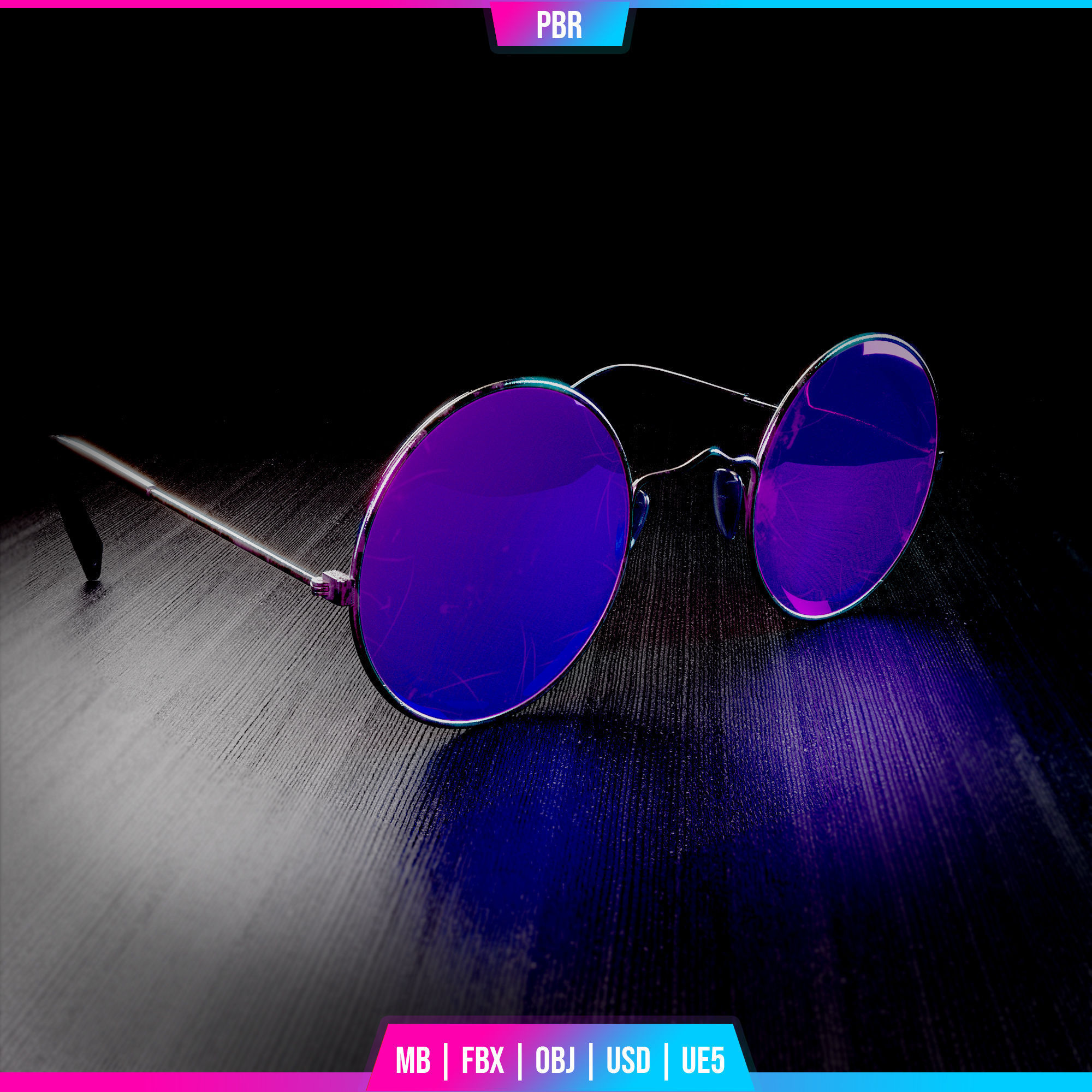 3D LUXURY CIRCULAR GLASSES - CREATED FOR 3D NFTs 3D model_1