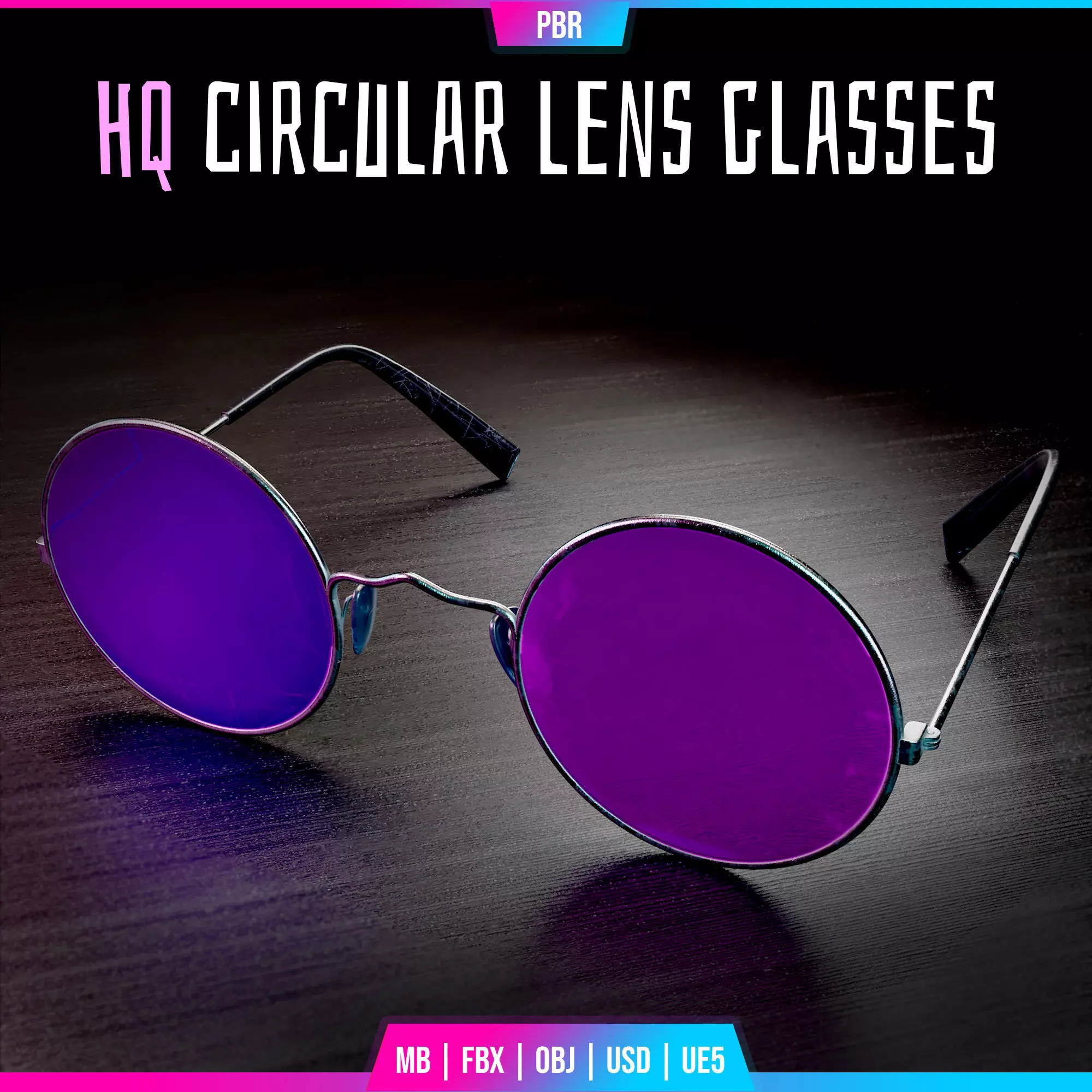 3D LUXURY CIRCULAR GLASSES - CREATED FOR 3D NFTs 3D model_0