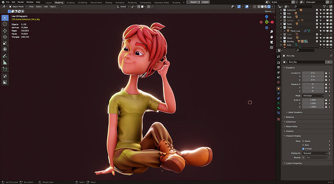 Rigged Character Boy using Blenrig 6 in Blender 3 - Rick 3D model