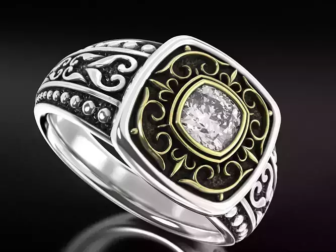 Ring with patterns in the old style 698