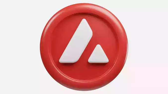 Avalanche or AVAX Red Crypto Coin with cartoon style 3D model