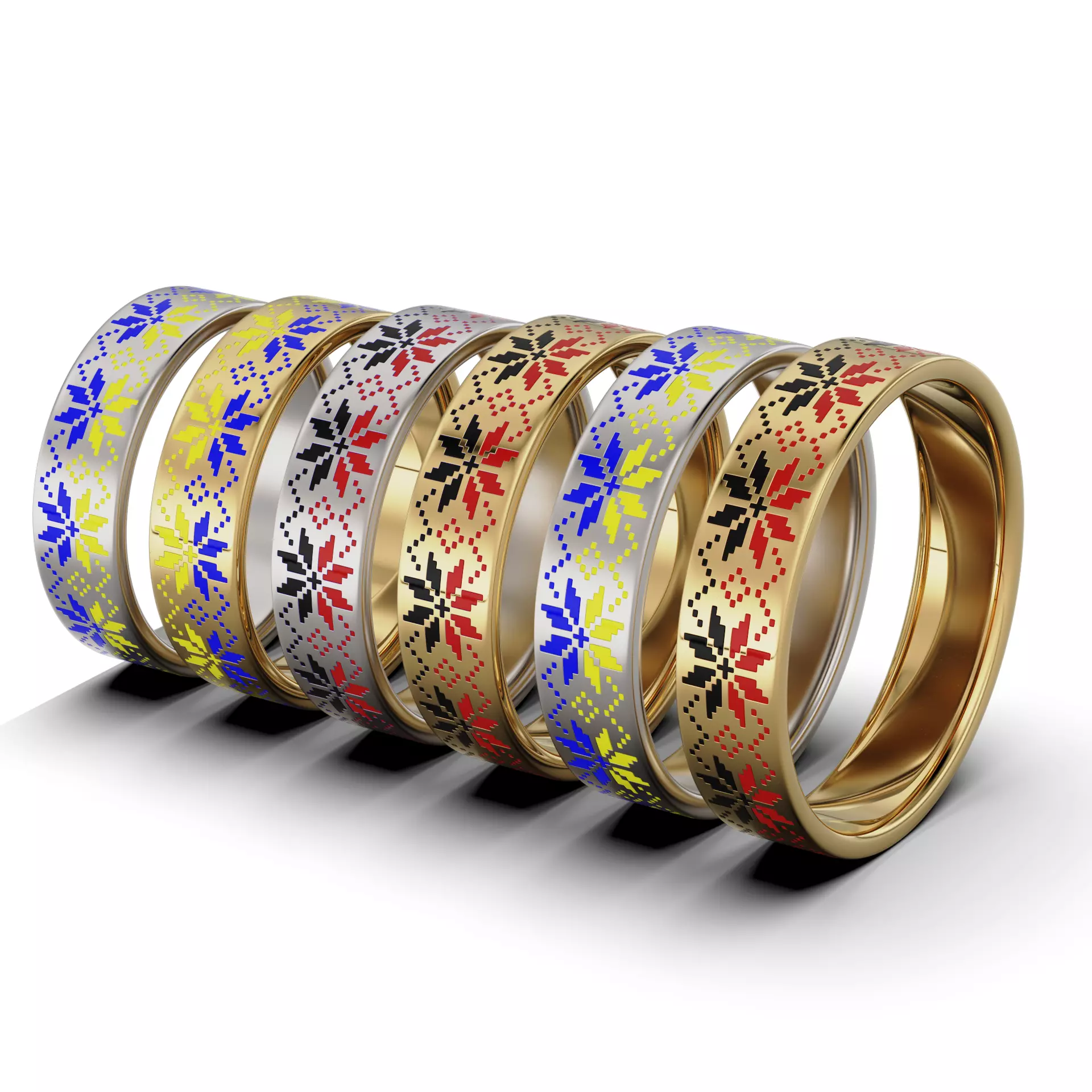 Ring with a pattern of Ukrainian Vyshyvanka All Size ring  3D print model_0