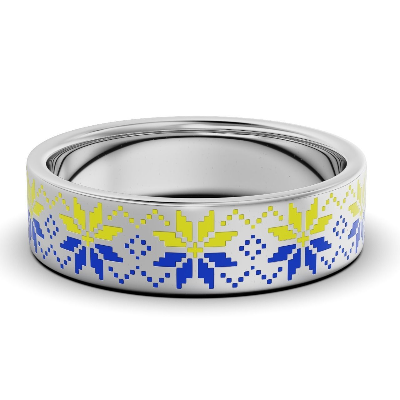 Ring with a pattern of Ukrainian Vyshyvanka All Size ring  3D print model_9