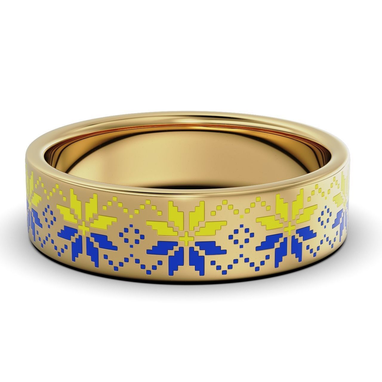 Ring with a pattern of Ukrainian Vyshyvanka All Size ring  3D print model_10