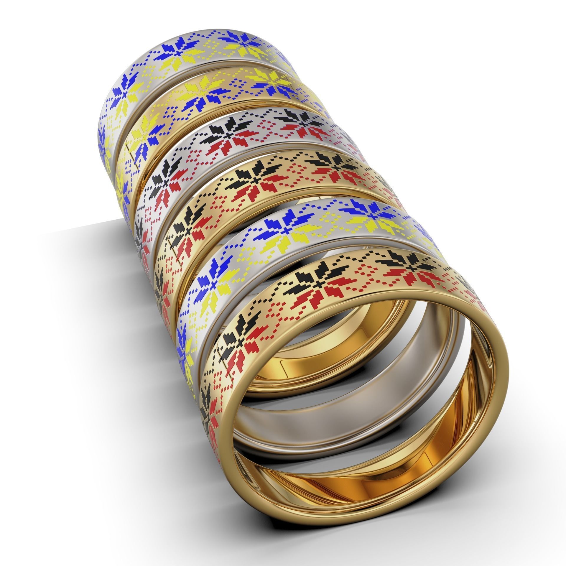 Ring with a pattern of Ukrainian Vyshyvanka All Size ring  3D print model_2