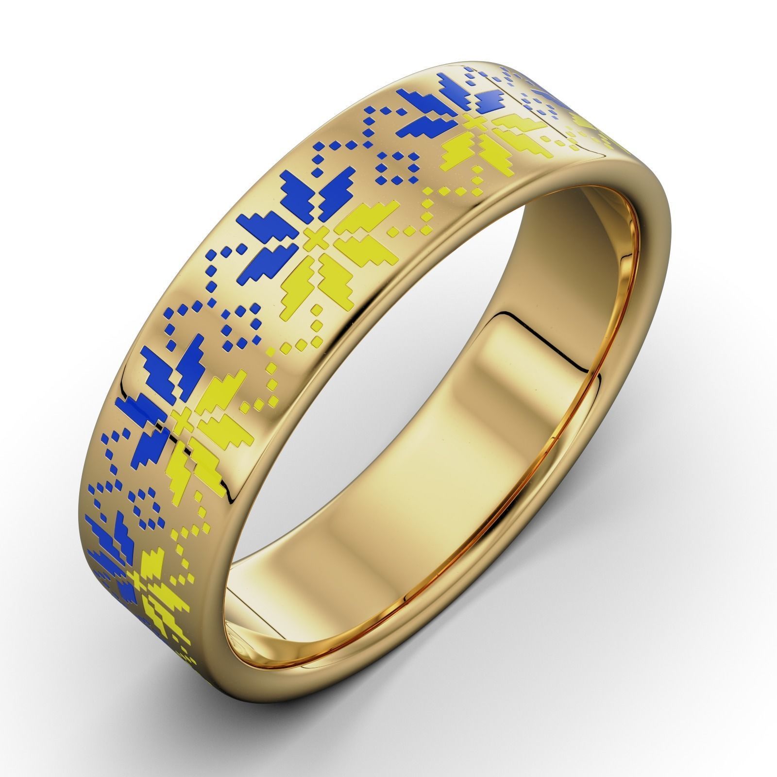 Ring with a pattern of Ukrainian Vyshyvanka All Size ring  3D print model_6