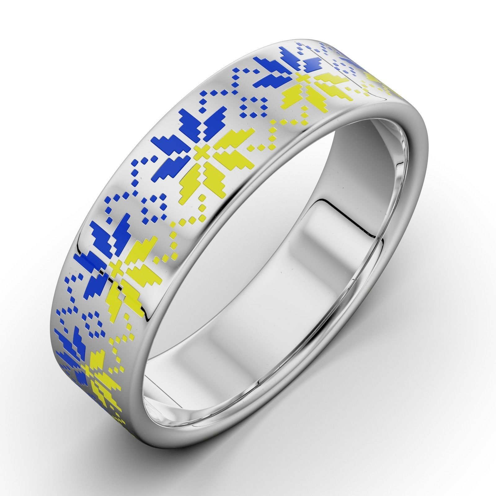 Ring with a pattern of Ukrainian Vyshyvanka All Size ring  3D print model_5