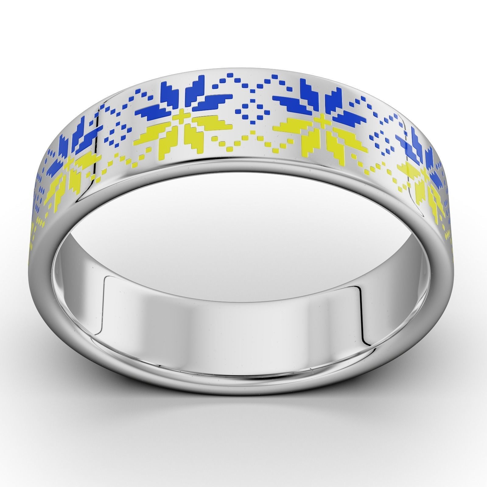 Ring with a pattern of Ukrainian Vyshyvanka All Size ring  3D print model_8