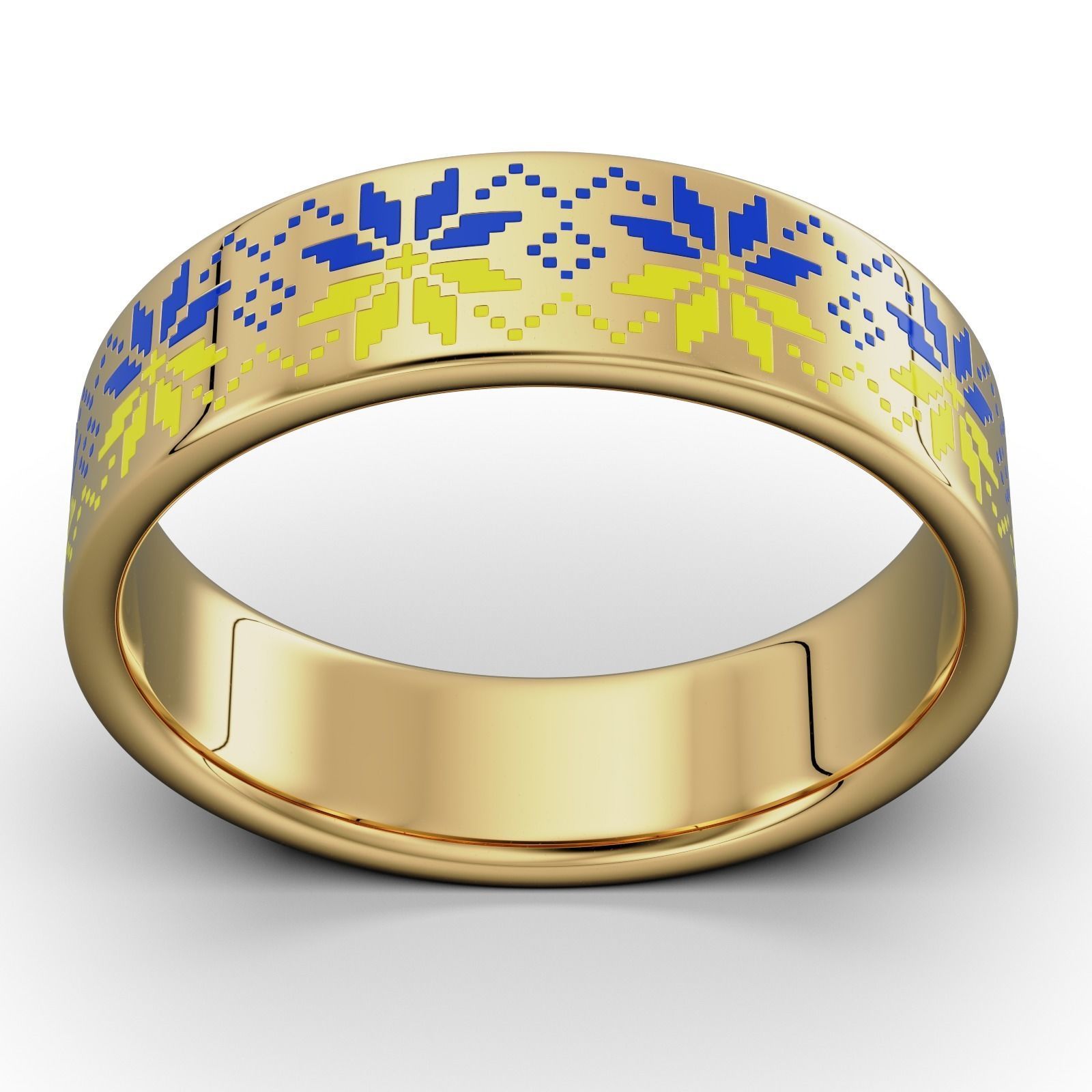 Ring with a pattern of Ukrainian Vyshyvanka All Size ring  3D print model_7