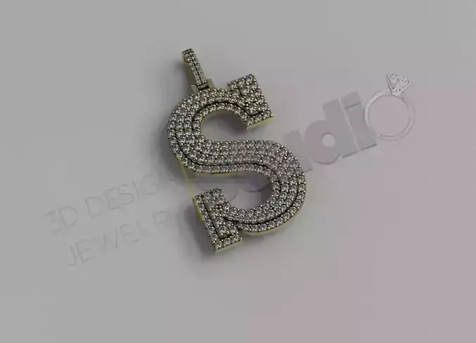 double level Iced Out S letter 3d model