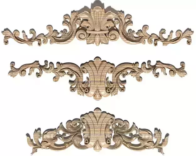 Cartouche-017 carved ornate ornaments 3D model