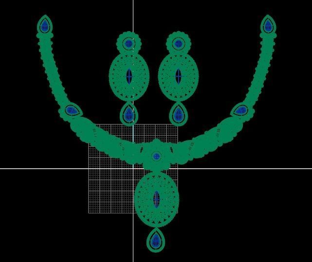 Beautiful Indian Gold Necklace Set 3D print model_7