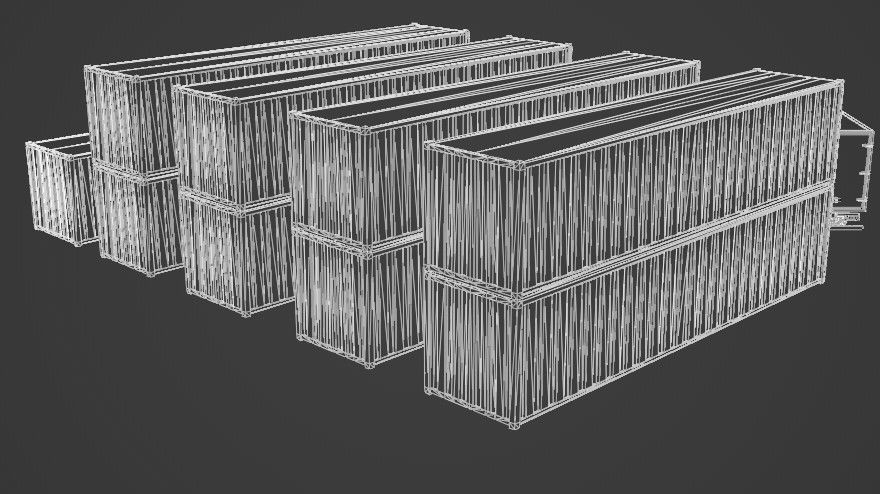 truck and containers Low-poly 3D model_7