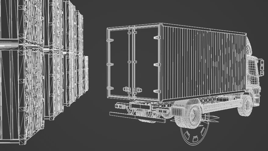 truck and containers Low-poly 3D model_12