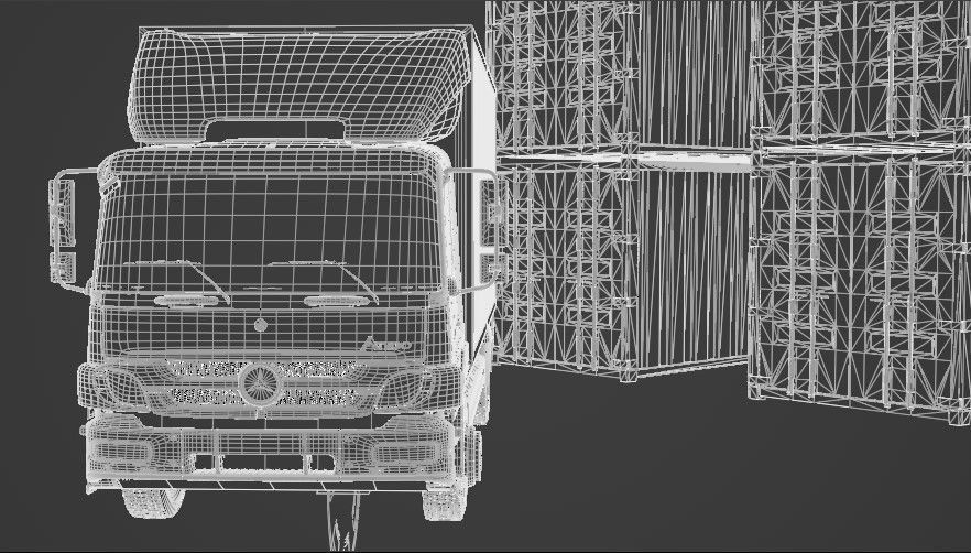 truck and containers Low-poly 3D model_11