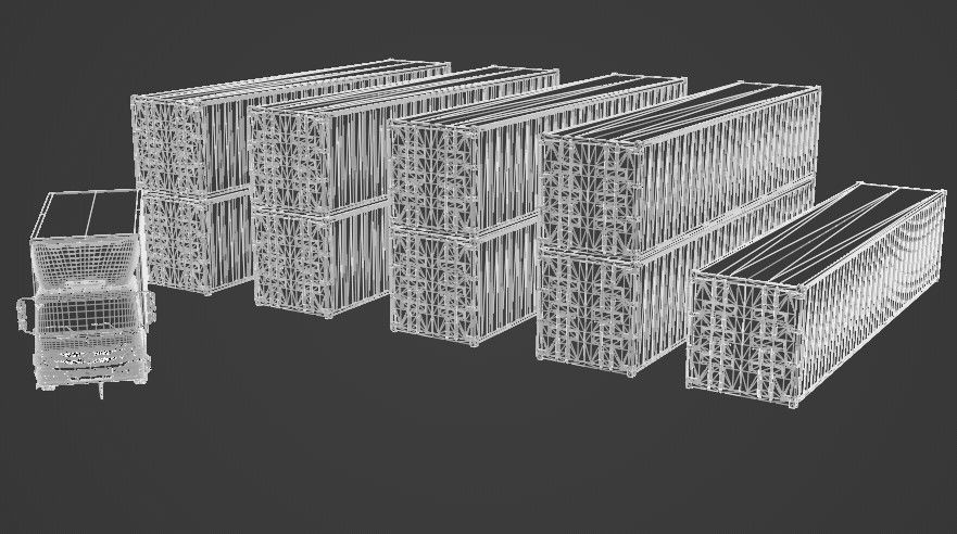 truck and containers Low-poly 3D model_8