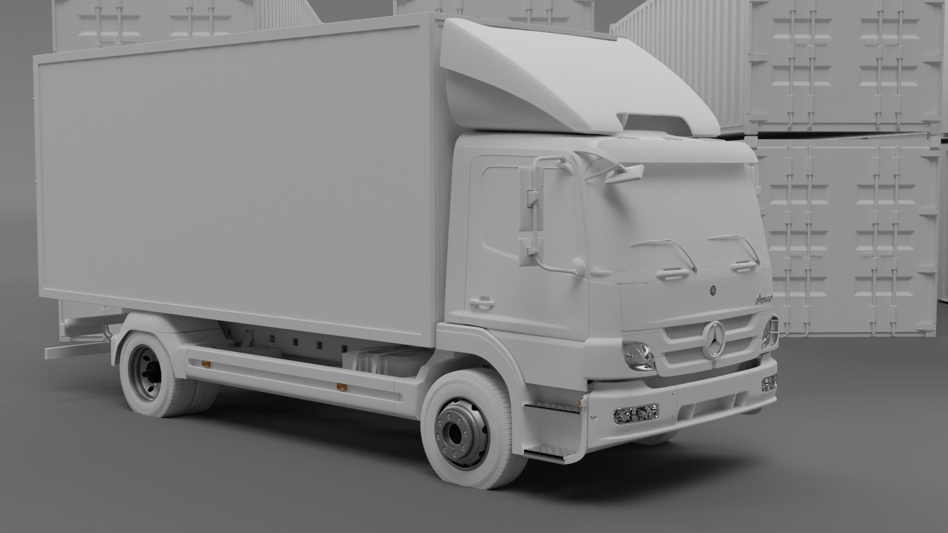 truck and containers Low-poly 3D model_5