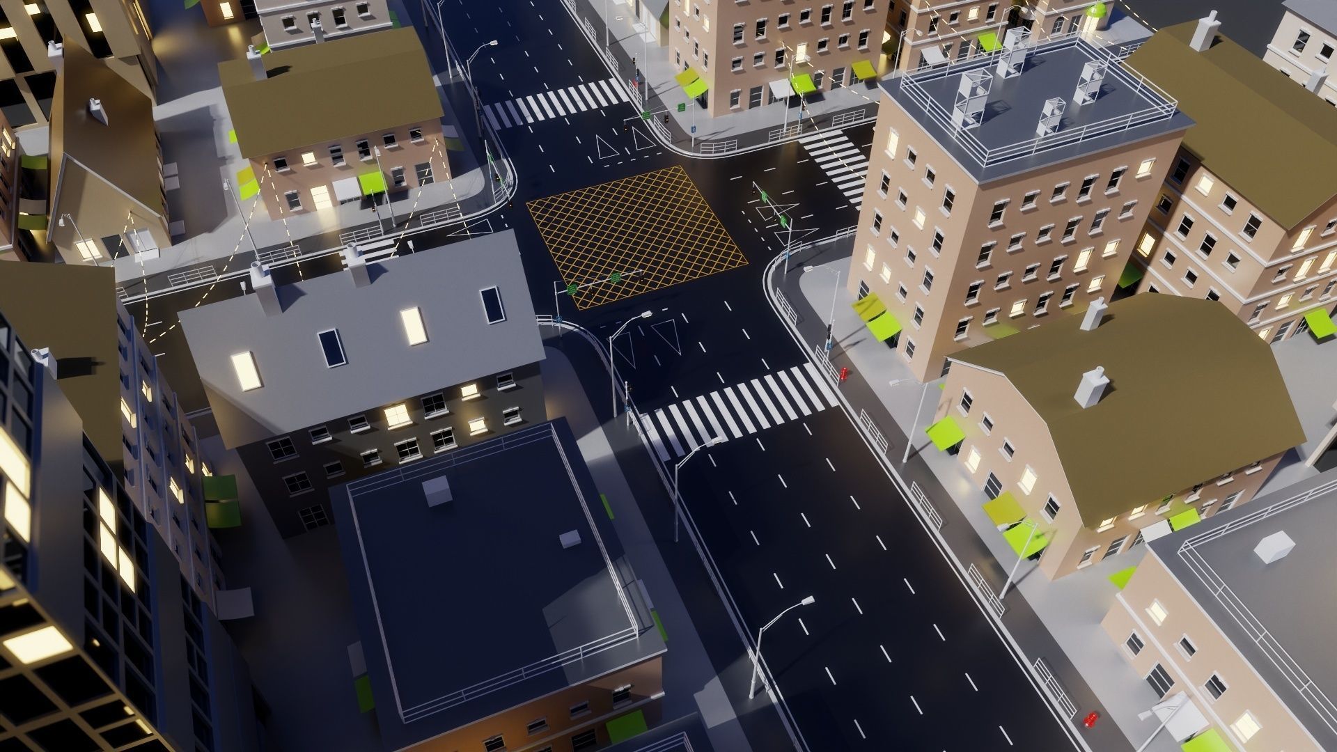 City Block 003 Low-poly 3D model_6