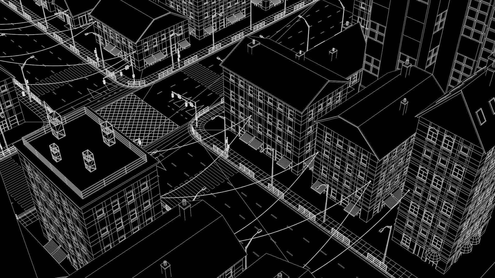 City Block 003 Low-poly 3D model_1