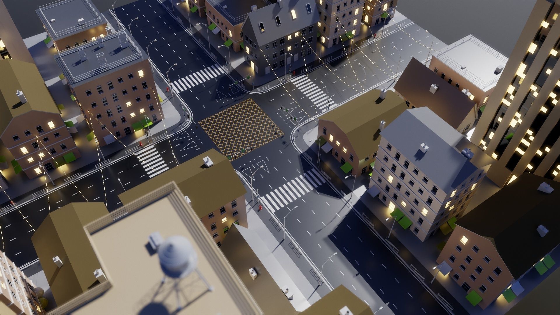 City Block 003 Low-poly 3D model_2