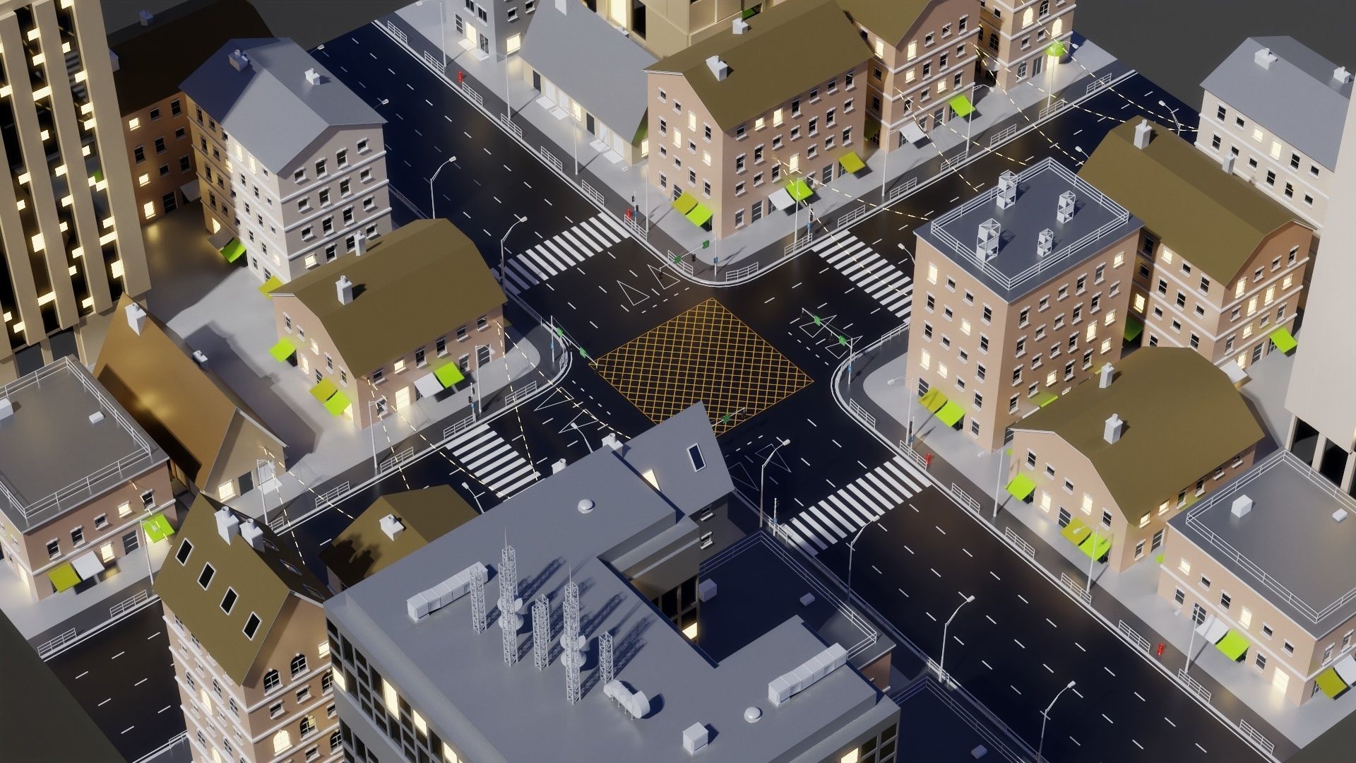 City Block 003 Low-poly 3D model_10