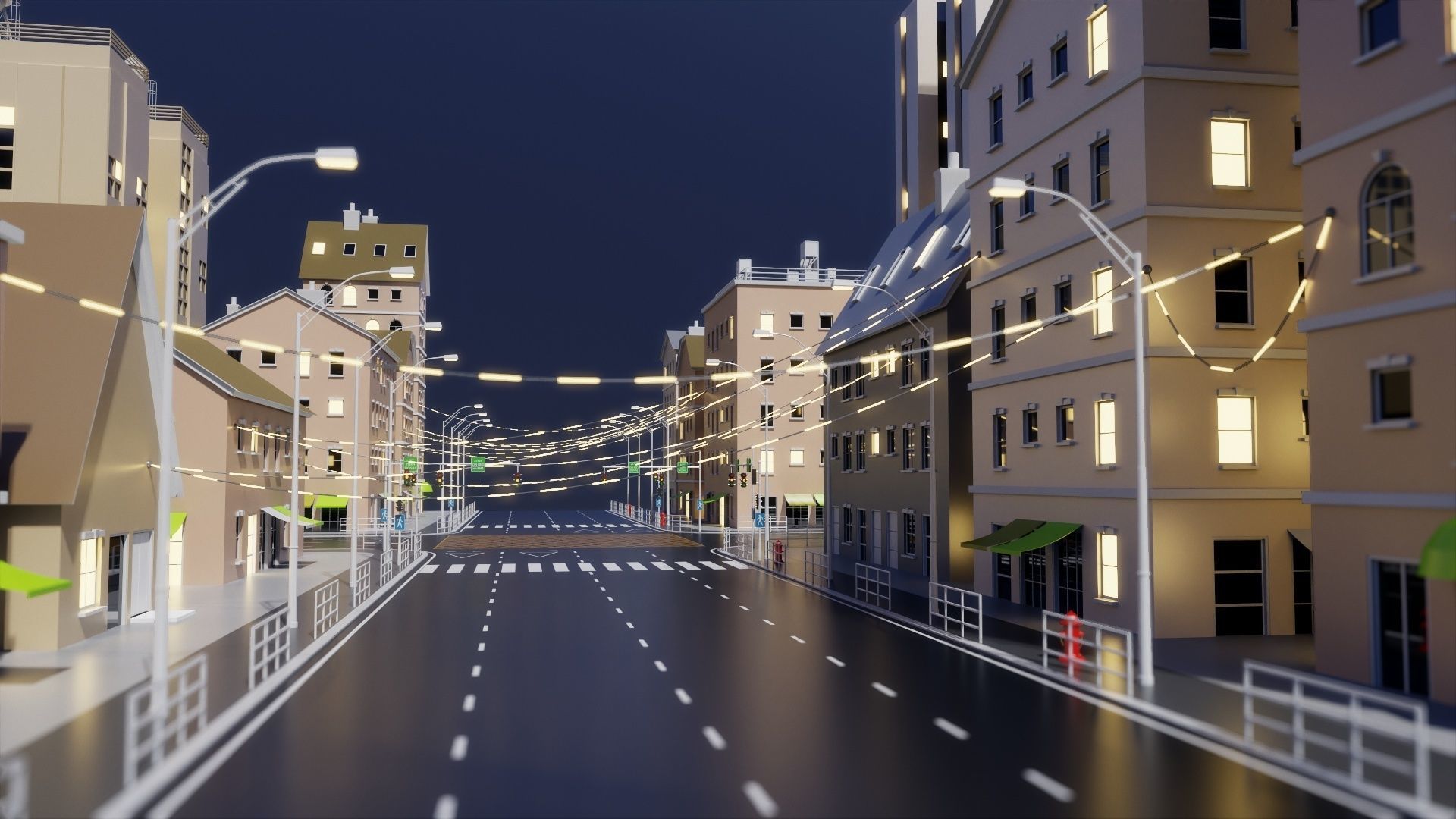 City Block 003 Low-poly 3D model_4