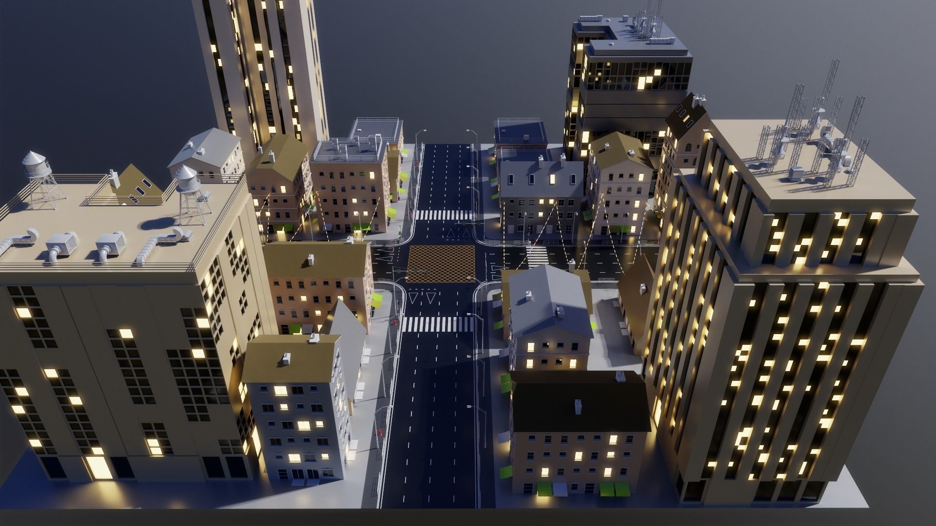 City Block 003 Low-poly 3D model_8