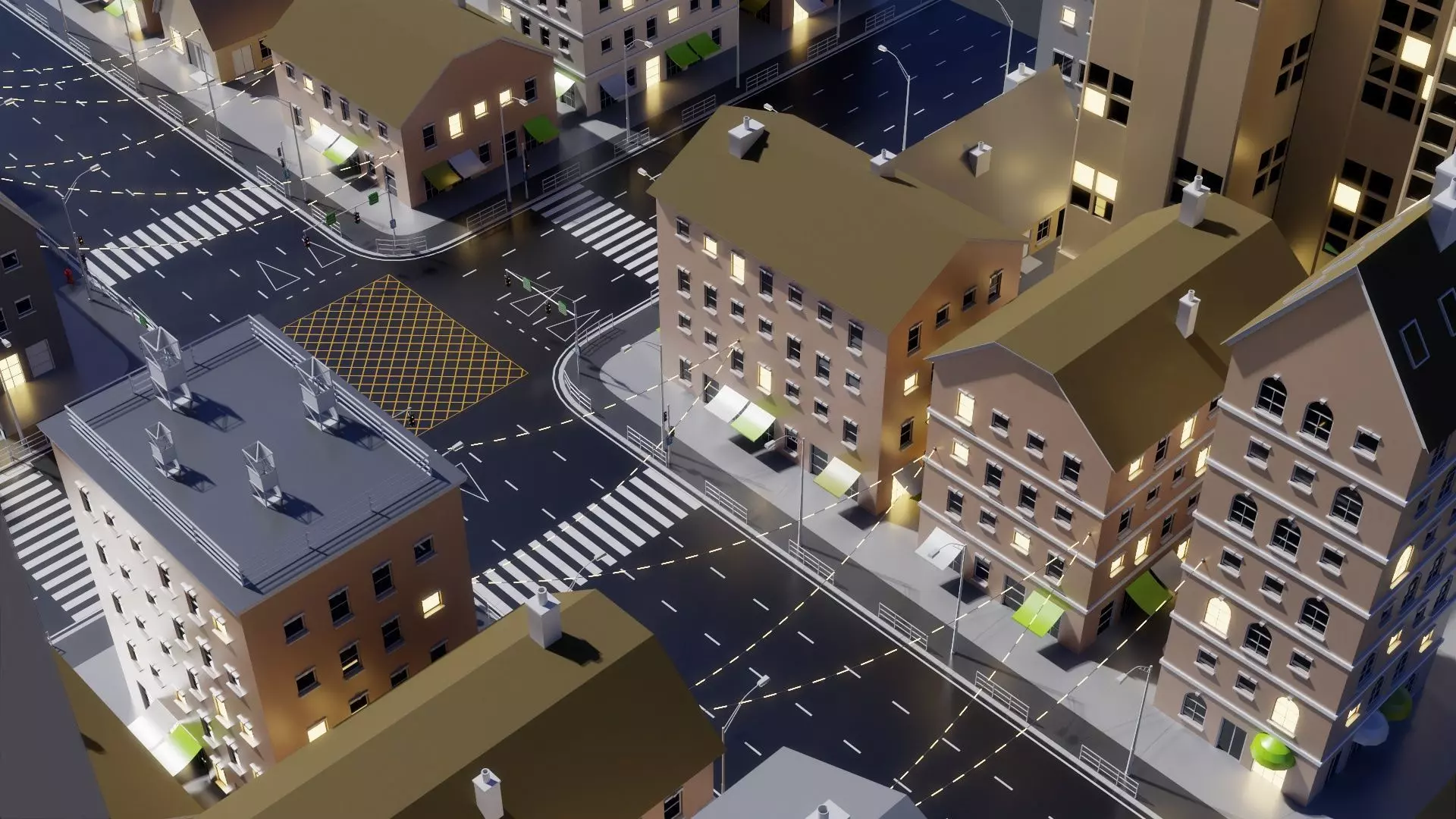 City Block 003 Low-poly 3D model_0