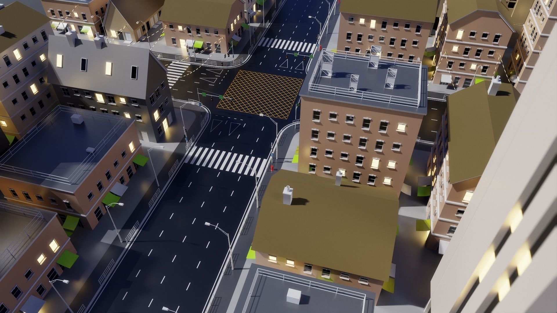 City Block 003 Low-poly 3D model_5