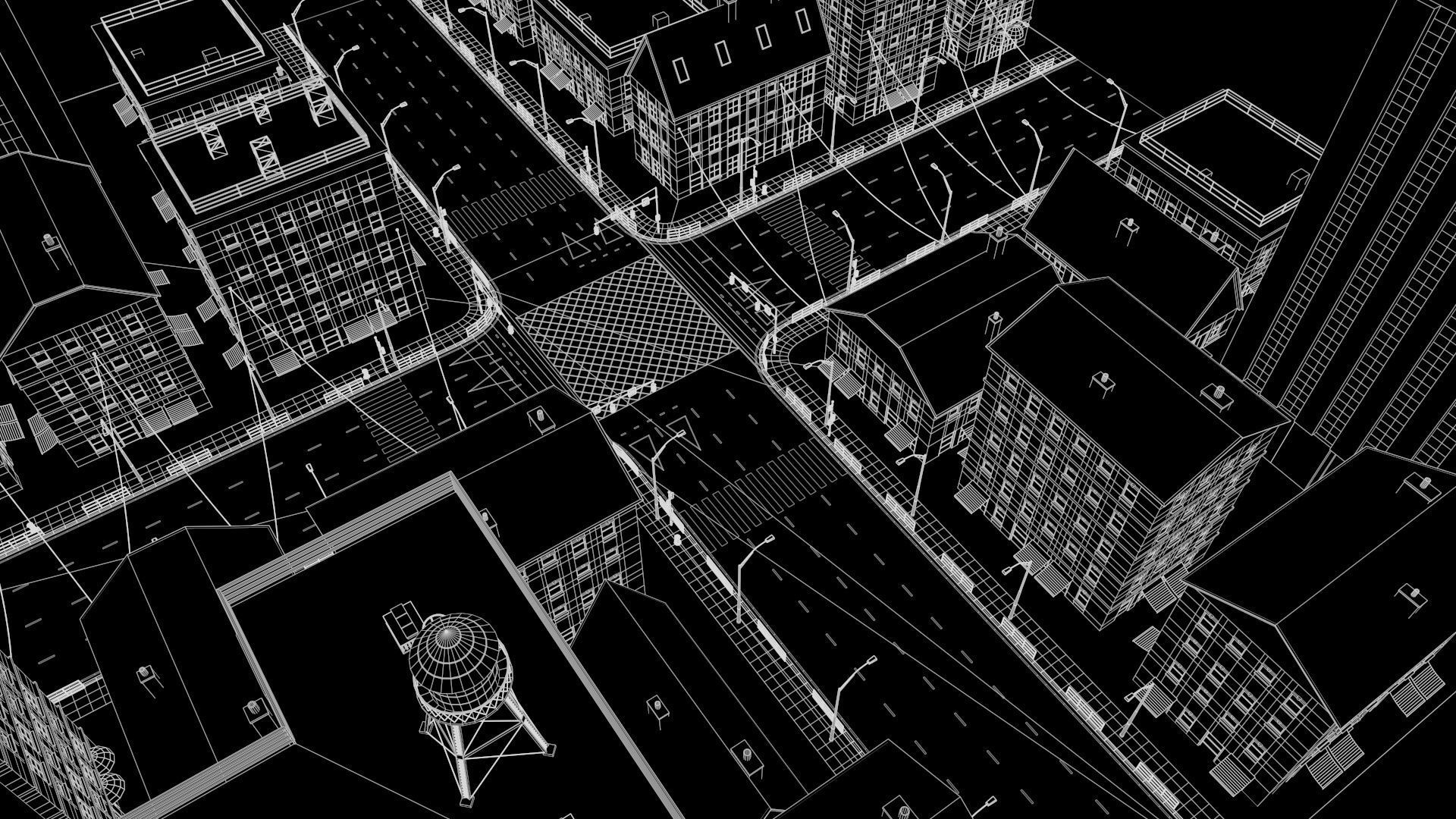 City Block 003 Low-poly 3D model_3
