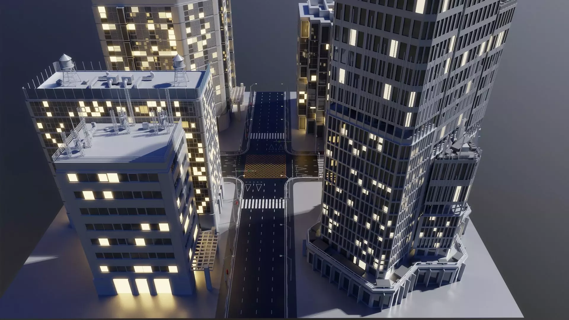 City Block 004 Low-poly 3D model
