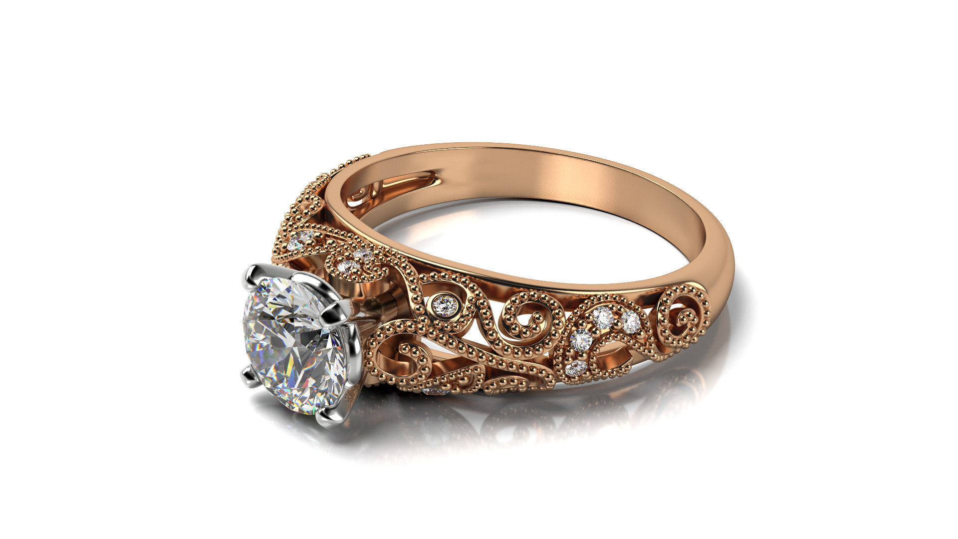 Vintage Diamond Engagement Ring 3D print model_2