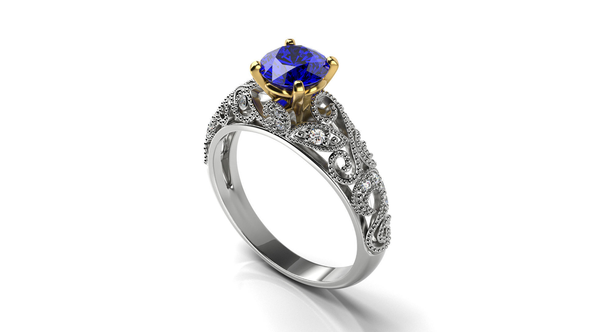 Vintage Diamond Engagement Ring 3D print model_11