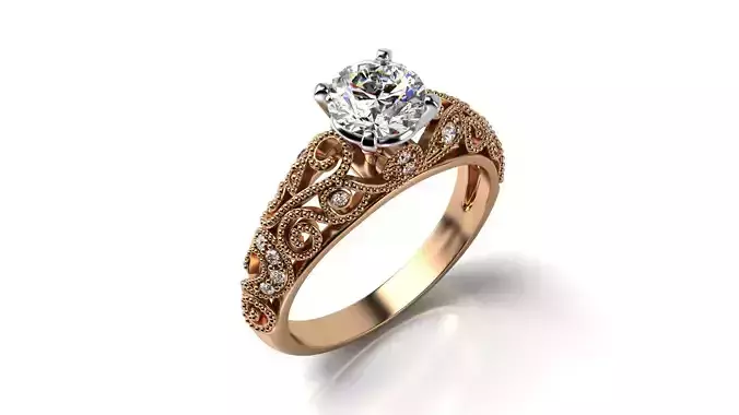 Vintage Diamond Engagement Ring 3D print model