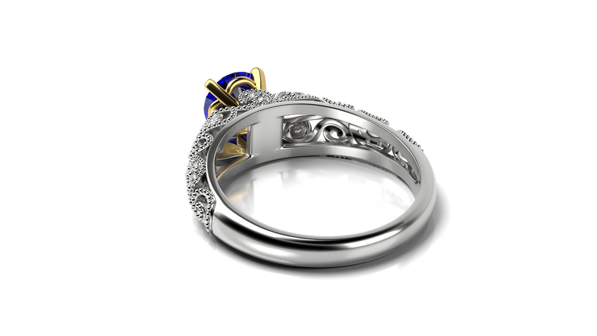 Vintage Diamond Engagement Ring 3D print model_13