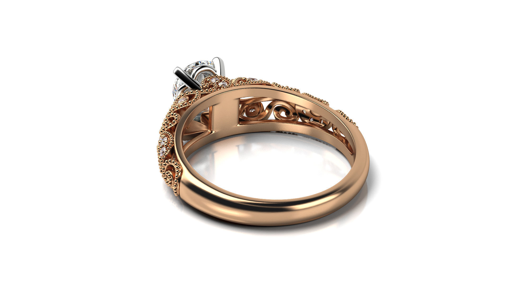 Vintage Diamond Engagement Ring 3D print model_10