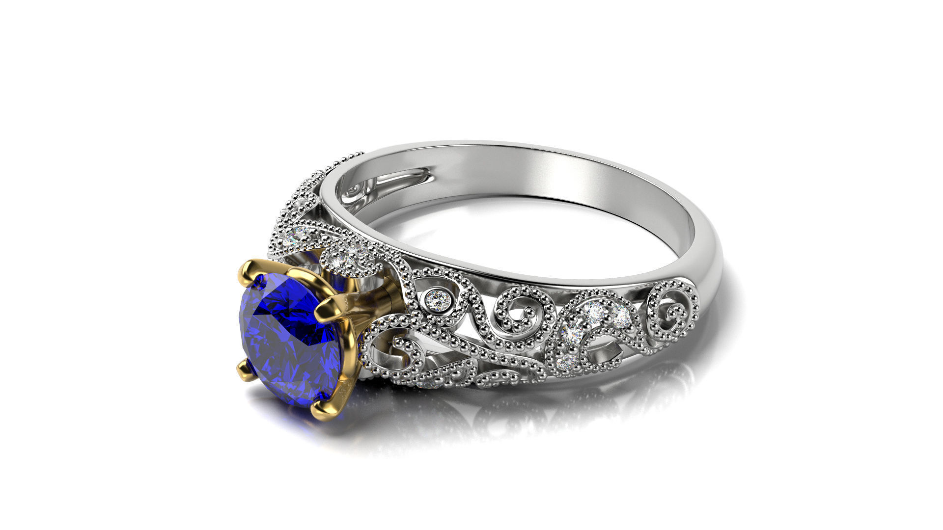 Vintage Diamond Engagement Ring 3D print model_5