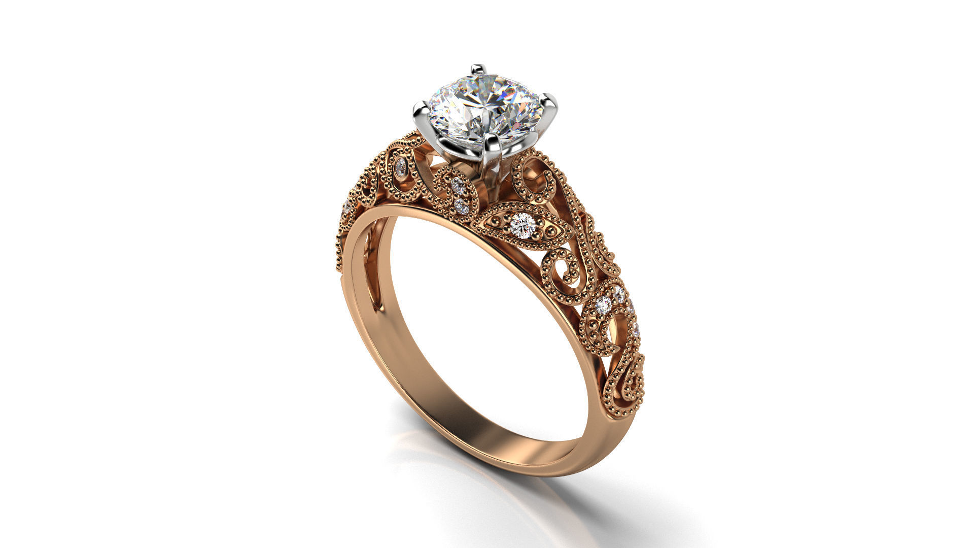 Vintage Diamond Engagement Ring 3D print model_8