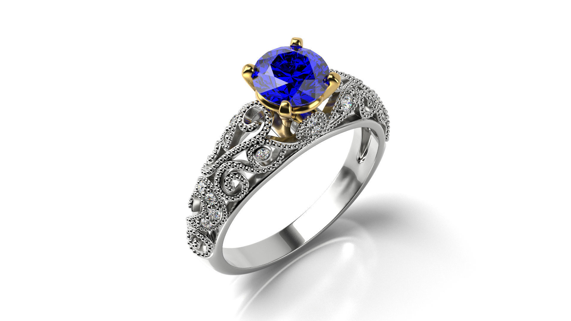 Vintage Diamond Engagement Ring 3D print model_3