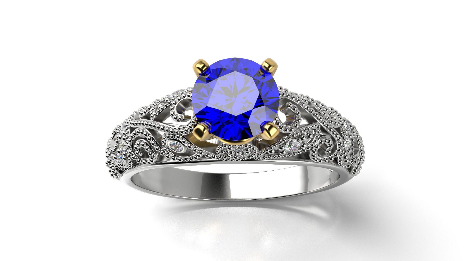 Vintage Diamond Engagement Ring 3D print model_4