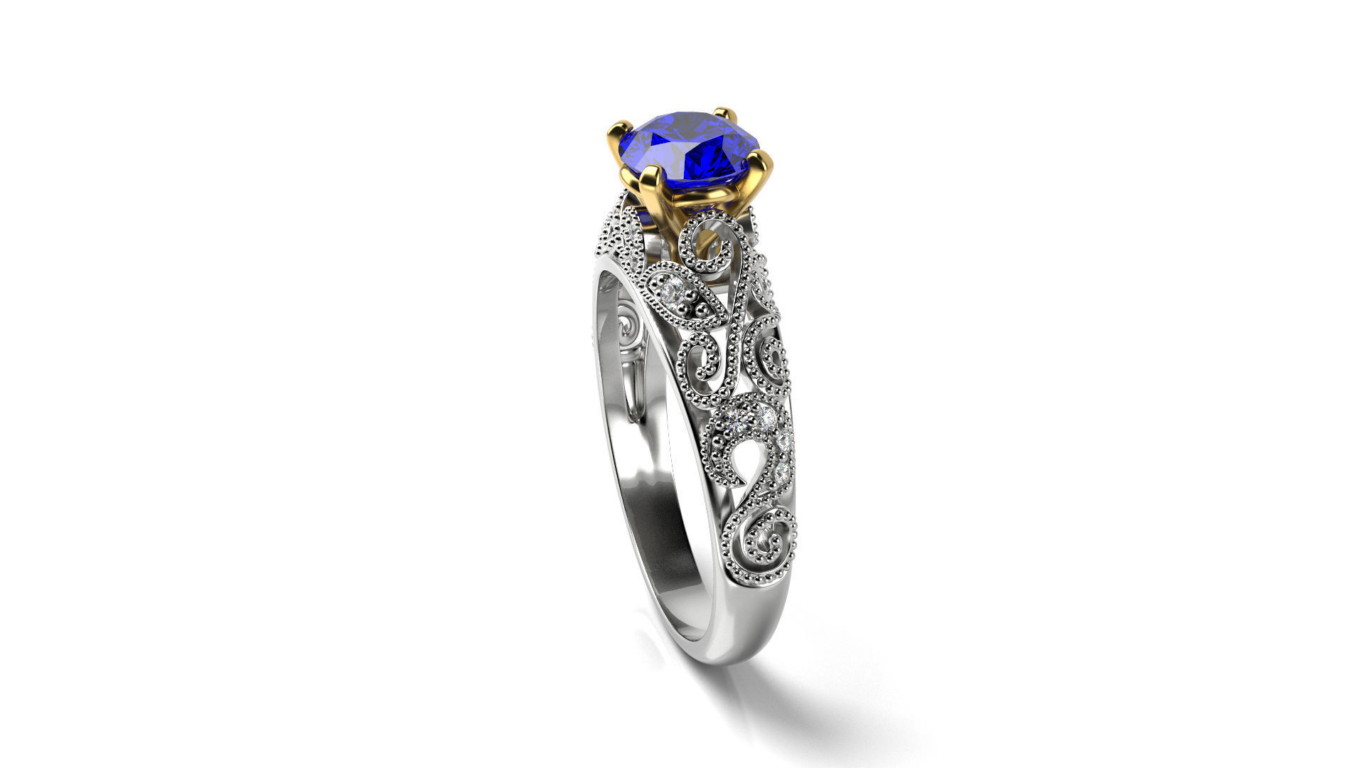 Vintage Diamond Engagement Ring 3D print model_12