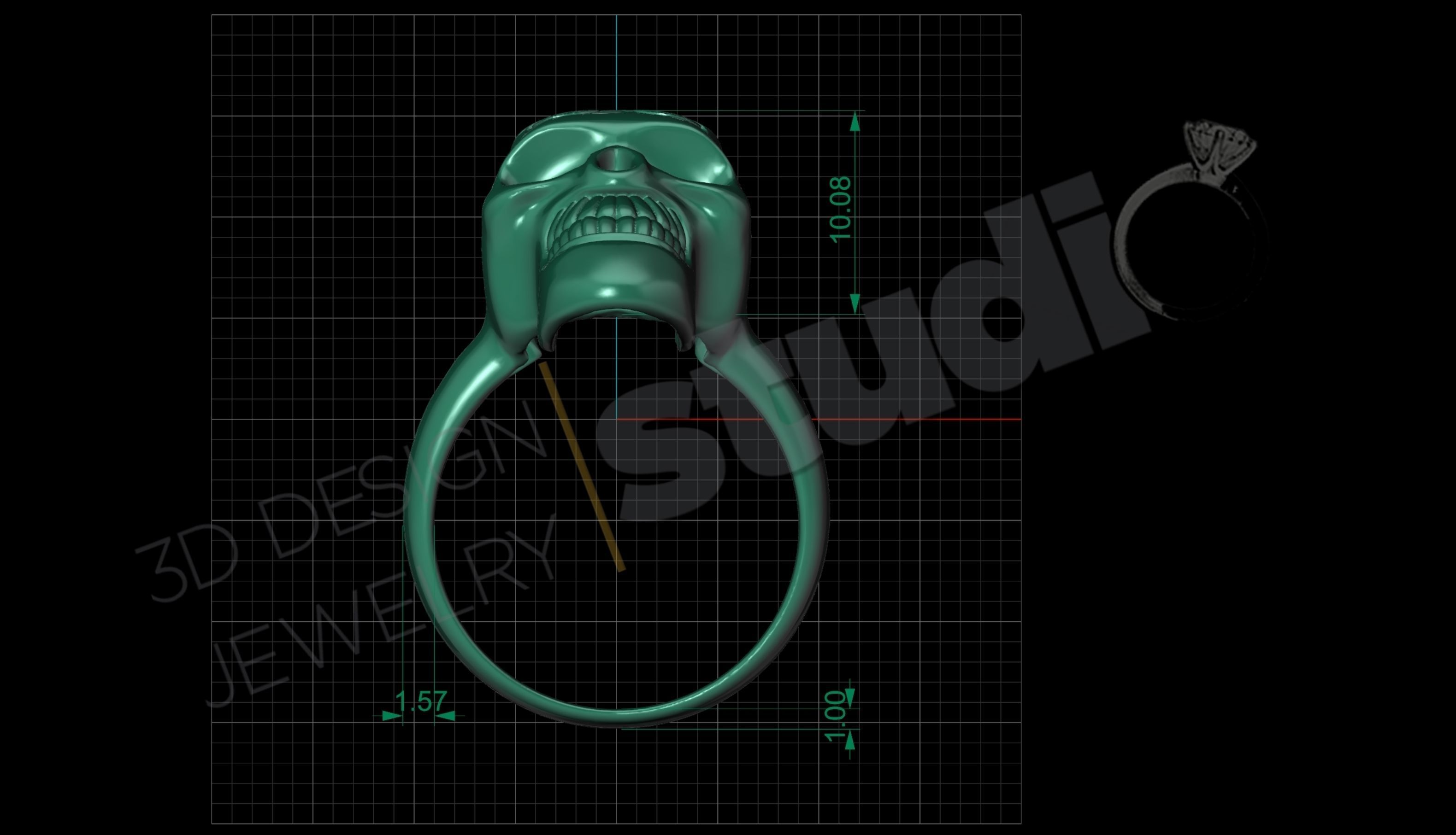 Detailed Skull head ring 3d model 3D print model_6