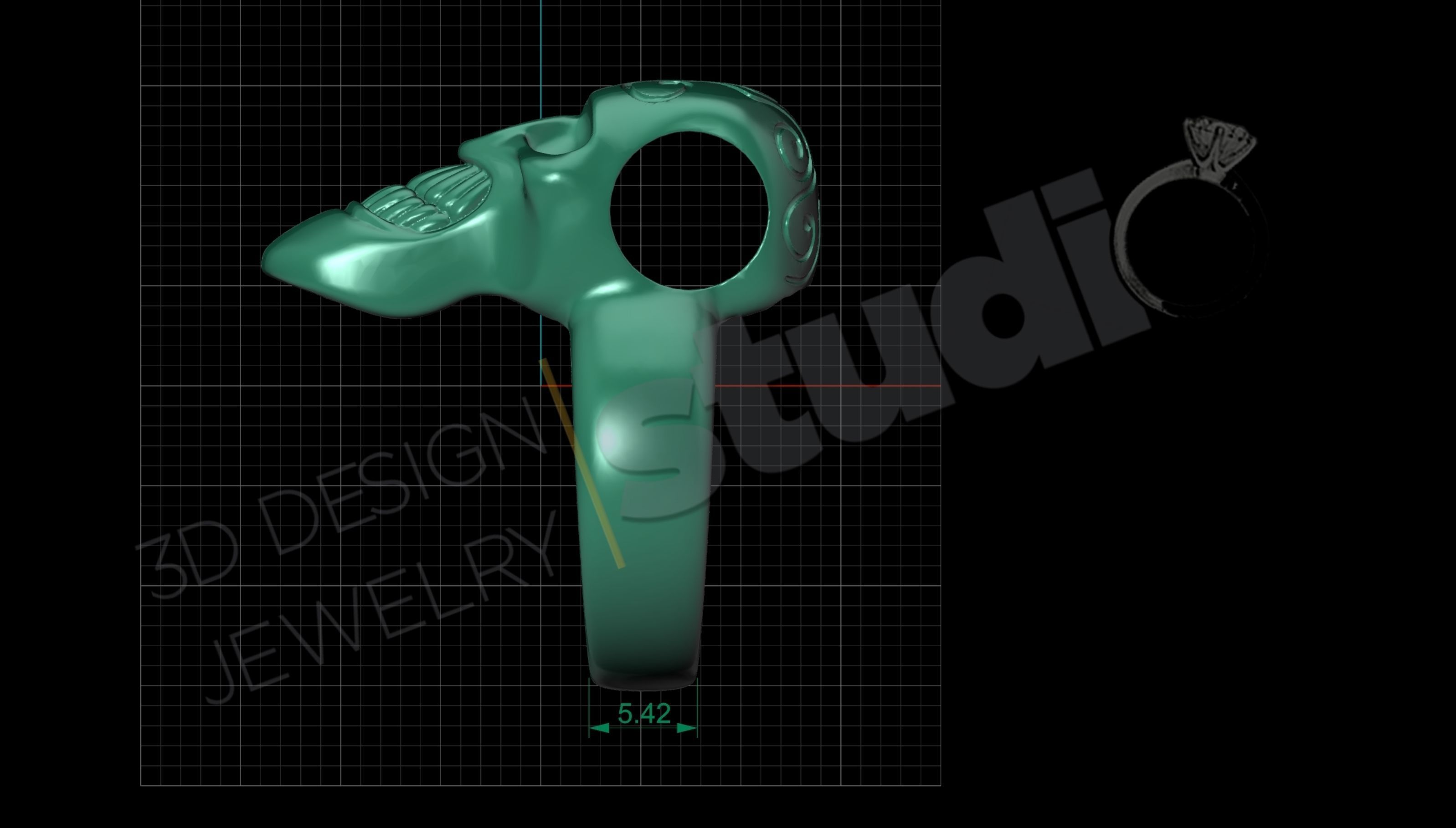 Detailed Skull head ring 3d model 3D print model_5