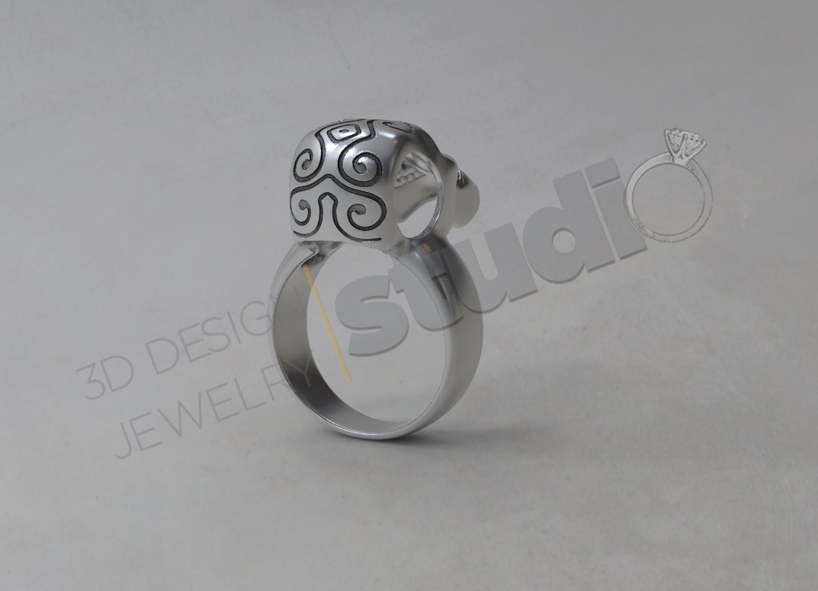 Detailed Skull head ring 3d model 3D print model_2