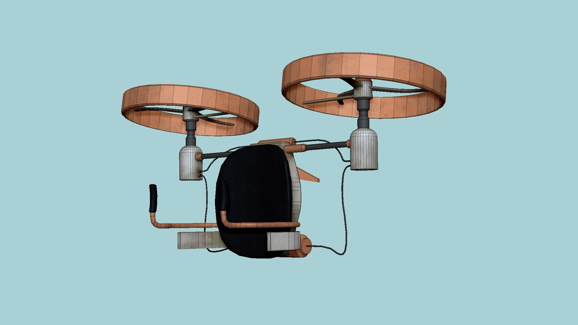 Jetpack Electric B02 White Copper - SciFi Character Design Low-poly 3D model_6