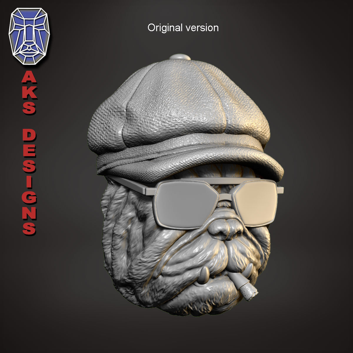 Gangster bulldog version 2 Bas relief wall art 3D print model_6