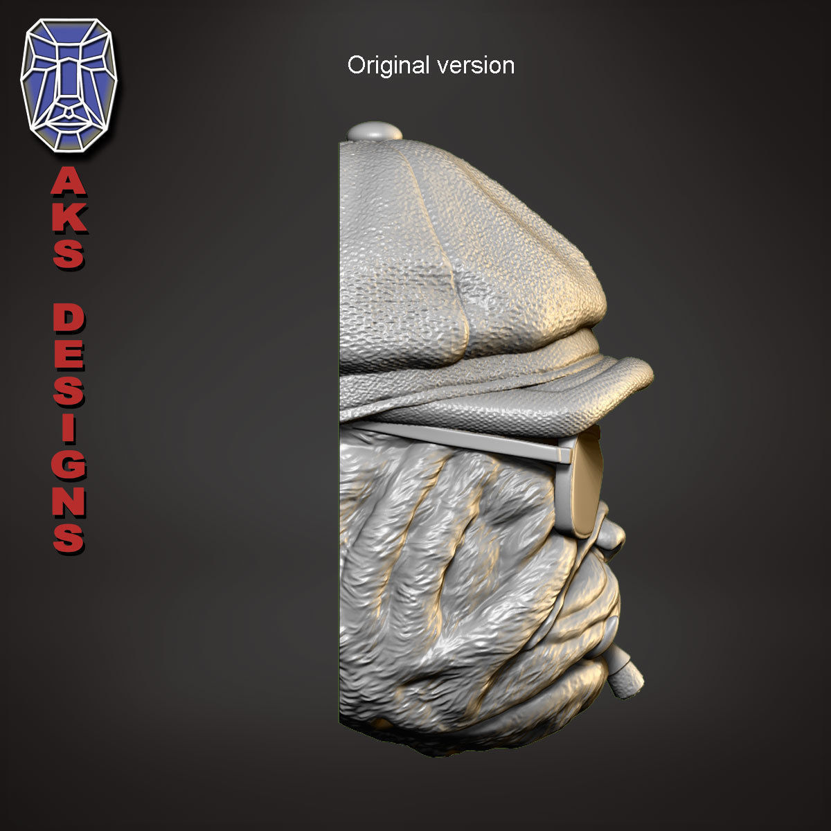 Gangster bulldog version 2 Bas relief wall art 3D print model_5